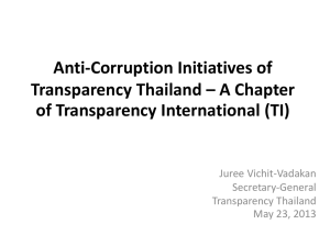 Anti-Corruption Initiatives of Transparency Thailand