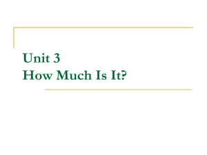 Unit 3 How Much Is It?