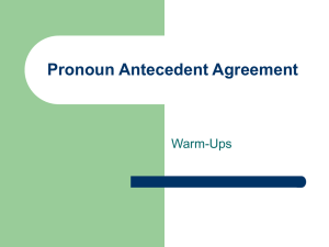 Pronoun Antecedent Agreement WU