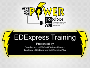 Session 2 - EDExpress Training