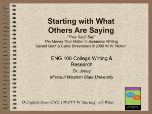 PPT #1 Starting with What - Missouri Western State University