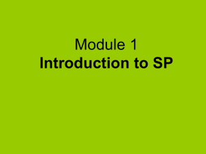 SP Module 1 Intro