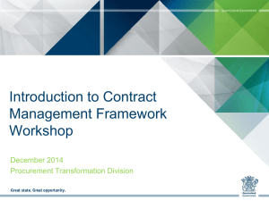 Introduction to Contract Management Framework Workshop