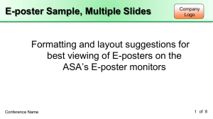 Multiple-slide presentation template with sample layout, including