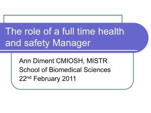 The role of a full time health and safety Manager