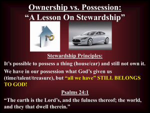 Ownership vs. Possession: “A Lesson On Stewardship”