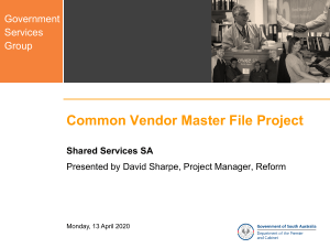 Common Vendor Master File Project Shared Services SA