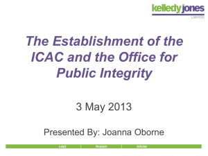 Presentations from combined meeting May 2013 ICAC