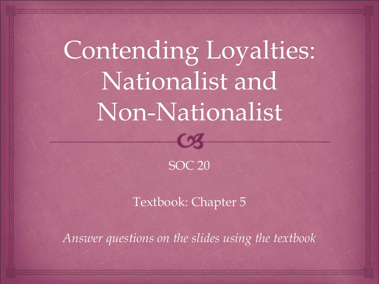 Contending Loyalties Nationalist And Non