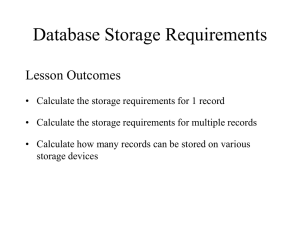 Database Storage Requirements