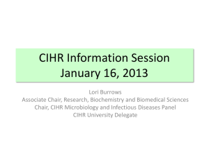 2013 CIHR Info Session January 16, 2013