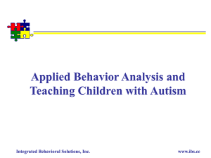 Applied Behavior Analysis and Intensive Teaching of Young