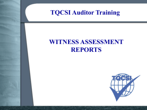 Auditor Training - Witness Assessment Reports