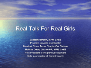 Real Talk for Real Girls - Texas Public Health Association