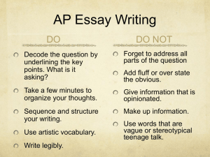 AP Essay Writing - Welcome to MRS. Ayres/ ARt Room