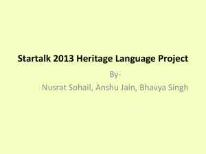 Startalk 2013 Heritage Language Project