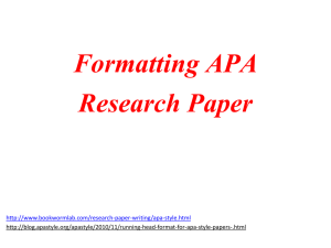 Formatting APA Research Paper