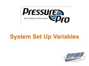 PresurePro System Set Up Variables