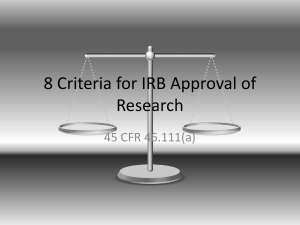 Eight Criteria for IRB Approval of Research
