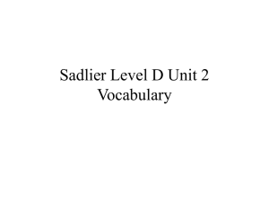 Sadlier Oxford Level D Unit 2 Powerpoint
