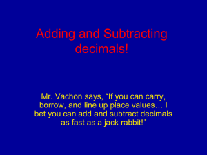 Adding-and-Subtracting-Decimals with base 10 blocks