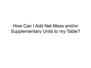 Adding Net Mass & Supplementary Units
