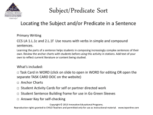 Answer Key for Subject/Predicate Sort