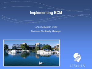 BCM Programme Plan