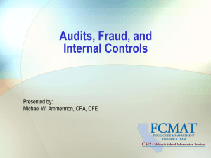 Audits, Fraud and Internal Controls