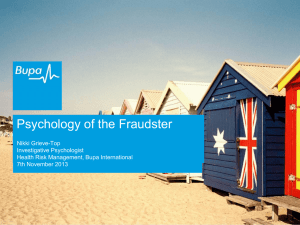 The Psychology of a Fraudster - Health Insurance Counter Fraud