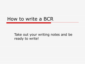 How to write a BCR