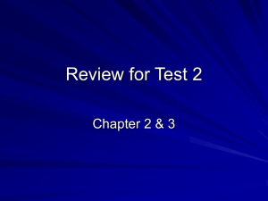 Review for Test 2
