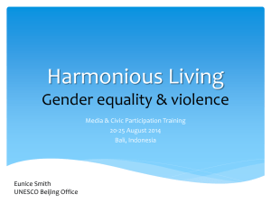 Harmonious Living Gender equality & violence