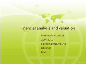 Financial analysis and valuation