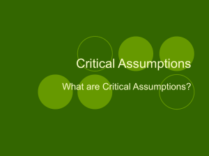Critical Assumptions - independent projects