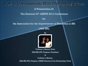Communicating With Diplomacy & Tact A Presentation For - AIM-IRS