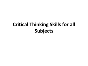 Critical Thinking Skills for all Subjects