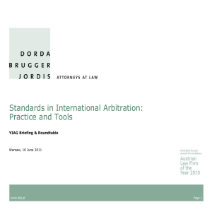 Standards in International Arbitration: Practise and Tools (Arbitral