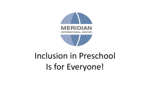 Inclusion in Preschool for Children with Physical and Developmental
