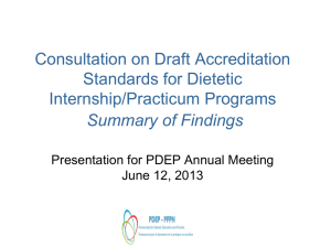 Consultation on Draft Accreditation Standards for Dietetic