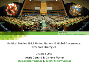 Political Studies 298.3 United Nations & Global Governance