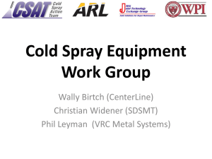 Cold Spray Equipment Work Group