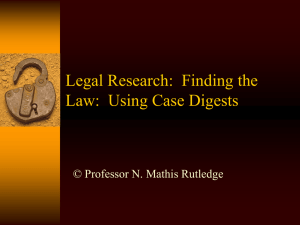 Case Law Research Using Digests