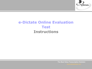 e-Dictate Online Evaluation Test Introduction