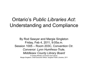 Ontario`s Public Libraries Act: Understanding and