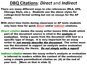 DBQ Citations [Direct and Indirect]