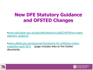 DFE Guidance and OFSTED Changes