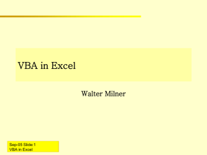 VBA in Excel - Walter Milner