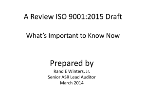 A Review ISO 9001:2015 Draft What`s Important to Know Now