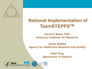 AcademyHealth National Implementation of TeamSTEPPS TM